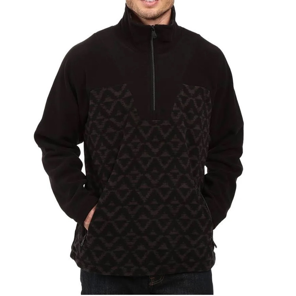 Prana Men’s Arnu 1/4-Zip Fleece Pullover Sz L Front Pockets Hip Drawstrings